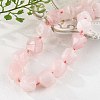 Natural Rose Quartz Nuggets Beaded Necklaces for Women Men NJEW-K388-01A-1