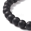 Natural Gemstone & Black Agate(Dyed) & Synthetic Hematite Round Beaded Stretch Bracelet BJEW-JB08648-6