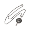 304 Stainless Steel Runes Shield Longsword Pendant Box Chain Necklaces for Women NJEW-S440-07AS-2