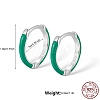 Anti-Tarnish Rhodium Plated Platinum 925 Sterling Silver Enamel Hoop Earrings BS3313-2-1