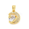 Brass Micro Pave Clear Cubic Zirconia Pendants KK-B096-01G-1