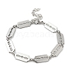 304 Stainless Steel Rectangle Link Chains Bracelets for Men & Women BJEW-D042-38P-4