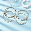 Natural Mixed Stone Round Beaded Cuff Bangle BJEW-JB10113-2