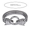 304 Stainless Steel Wolf Link Bracelet with Mesh Chains for Men Women BJEW-SZ0002-65-2