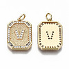 Brass Micro Pave Clear Cubic Zirconia Pendants KK-S356-234V-G-NF-2