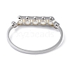 304 Stainless Steel White Round Plastic Beaded Bangles BJEW-G700-09P-3