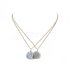 Natural Aquamarine Hexagon Wrapped Pendant Necklace with 304 Stainless Steel Chains NJEW-JN04022-6
