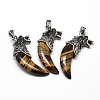 Antique Silver Zinc Alloy Natural Tiger Eye Big Pendants G-F228-63L-FF-1