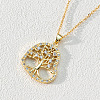 18K Gold Plated Tree of Life Pendant Necklace with CZ Stones Circle Cutout ST3796095-1