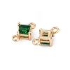 Brass Pave Glass Rhombus Links Connector Charms GLAA-Q088-001F-2