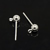 Silver Color Plated Brass Ball Post Ear Stud X-EC255-S-2