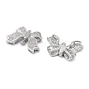 Brass Micro Pave Clear Cubic Zirconia Fold Over Clasps KK-Z080-02P-2