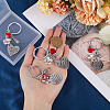 Gorgecraft 4Pcs 4 Style Teachers' Day Flat Round & Heart with Word Keychain KEYC-GF0001-10-3