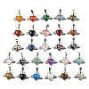 Natural & Synthetic Mixed Gemstone with Clear Cubic Zirconia Pendants G-G133-02P-1