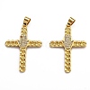 Brass Micro Pave Clear Cubic Zirconia Pendants ZIRC-J025-44G-1