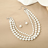 Resin Imitation Pearl Round Beaded Multilayer Necklaces & Dangle Earrings Sets WG4EAB6-01-3