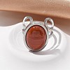 Oval Natural Red Jasper Finger Rings RJEW-M062-02P-14-4