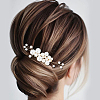 Copper Wire and ABS Imitation Pearl Hair Combs Sets for Women Girls OHAR-CY0001-20-6