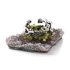 Natural Peridot Cluster & Alloy Miner Model Ornament DJEW-D002-08AS-01-3