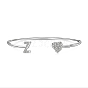 Anti-Tarnish Heart & Letter Rhodium Plated 925 Sterling Silver Micro Pave Cubic Zirconia Cuff Bangles for Women BJEW-C062-01Z-P-1