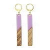 Two Tone Resin & Walnut Wood Rectangle Dangle Leverback Earrings EJEW-JE05503-04-1