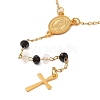 201 Stainless Steel & Glass Rosary Bead Necklaces for Women NJEW-B112-01G-01-1