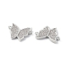 Brass Micro Pave Clear Cubic Zirconia Connector Charms KK-E068-VF247-3