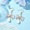 Bowknot Shell Pearl Dangle Earrings EJEW-TA00494-2