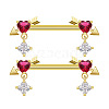 Brass Micro Pave Camellia Cubic Zirconia Heart Nipple Barbells WG21F93-10-1