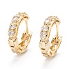 Brass Micro Clear Pave Cubic Zirconia Huggie Hoop Earrings EJEW-F264-24-2