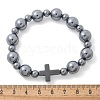 Natural Titanium Hertz Beads Stretch Bracelets for Women Men BJEW-R015-02-6