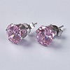 Cubic Zirconia Stud Earrings EJEW-I209-09-8mm-2