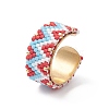 Glass Seed Beaded Wave Open Cuff Rings RJEW-MZ00008-1