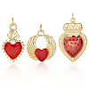 6Pcs 3 Styles Brass Enamel Pendants KK-BBC0019-86-7