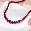 Natural Rhodochrosite & Shell Pearl Round Graduated Beaded Necklaces NJEW-U026-25G-1