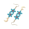 Star Glass Seed Beaded Dangle Earrings for Women EJEW-MZ00206-6