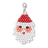 Christmas Theme Santa Claus Glass Seed Beaded Pendant Decoration HJEW-JM02559-1