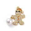 Santa Claus Brass Micro Pave Cubic Zirconia Pendants KK-Q010-03G-1