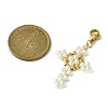 Shell Pearl & Brass Beaded Pendant Decoration HJEW-TA00046-3