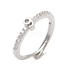 Rack Plating Brass Clear Cubic Zirconia Number 9 Adjustable Rings for Women RJEW-S407-09P-09-1