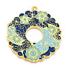 Rack Plating Alloy Enamel Big Pendants ENAM-N056-394C-G-1