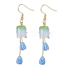 Plastic 3D Flower Long Dangle Earrings EJEW-JE04936-03-1