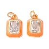 Brass Micro Pave Cubic Zirconia Enamel Charms ZIRC-C034-05G-2