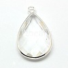 Silver Color Plated Brass Glass Teardrop Pendants GLAA-M006-A-23S-1