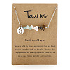 Natural Tiger Eye & Aquamarine & Quartz Crystal Chip & Alloy Constellation Pendant Necklaces WGB0CBC-03-1