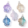 Transparent Glass Turtle Connector Charms PALLOY-JF02828-1