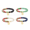 Gemstone & Resin Round Beaded Stretch Bracelet BJEW-JB08664-1