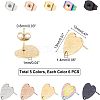 Unicraftale 30Pcs 5 Colors Heart Shape with Textured PVD Vacuum Plating 304 Stainless Steel Stud Earring Findings EJEW-UN0001-62-5