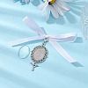 Tibetan Style Alloy & Glass Oval Photo Bouquet Hanging Ornaments HJEW-JM01353-02-3