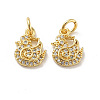 Chicken Brass Micro Pave Clear Cubic Zirconia Charms KK-G425-21G-1